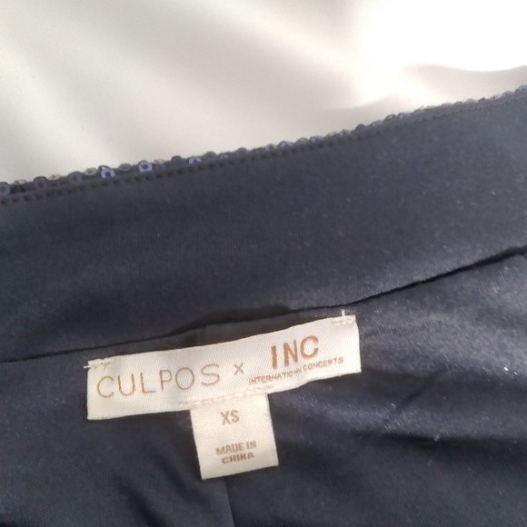 Holiday Navy Blue Sequined Trousers - Picture 2 of 9